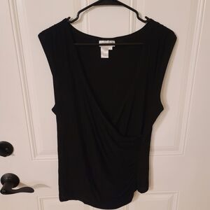 Faux Wrap Sleeveless Blouse